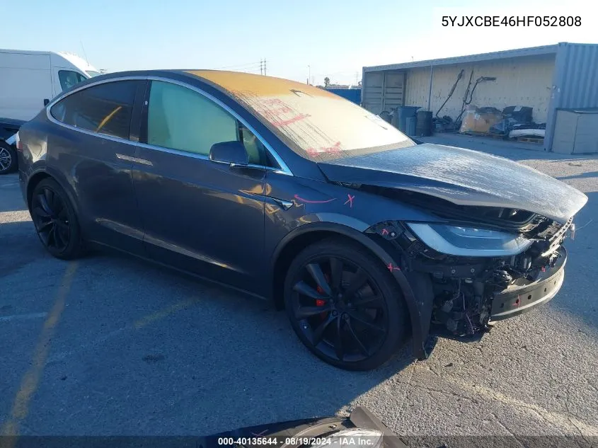 2017 Tesla Model X P100D VIN: 5YJXCBE46HF052808 Lot: 40135644