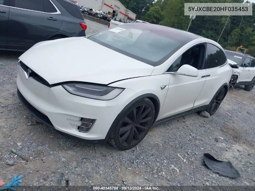 2017 Tesla Model X 100D/75D/90D VIN: 5YJXCBE20HF035453 Lot: 40345788