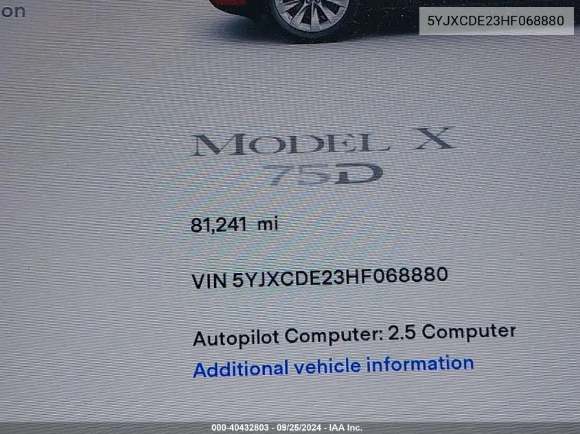 5YJXCDE23HF068880 2017 Tesla Model X 100D/75D/90D