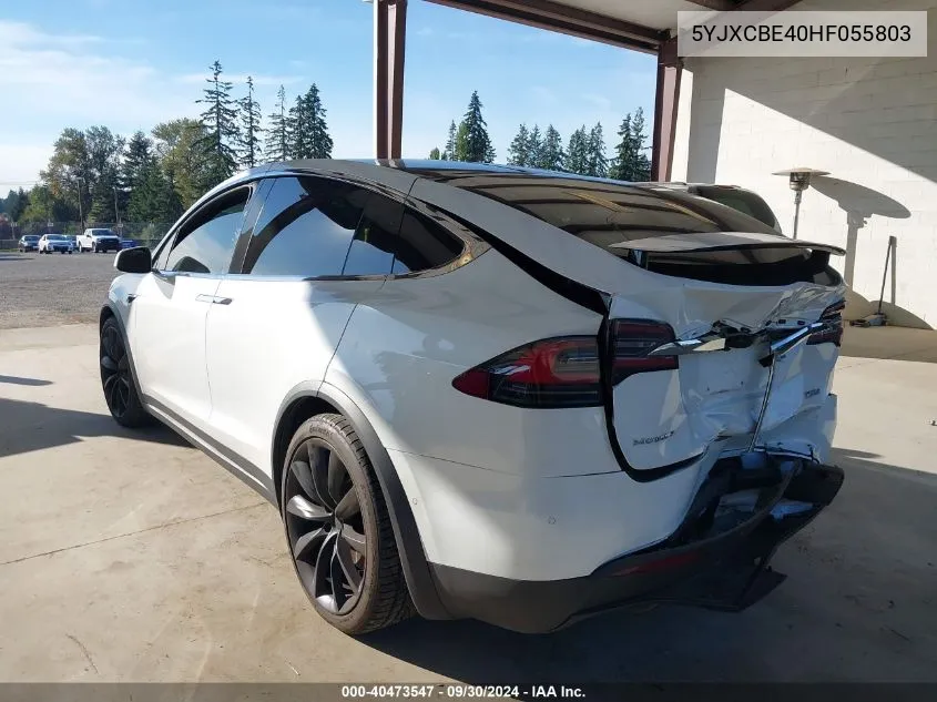 2017 Tesla Model X P100D VIN: 5YJXCBE40HF055803 Lot: 40473547