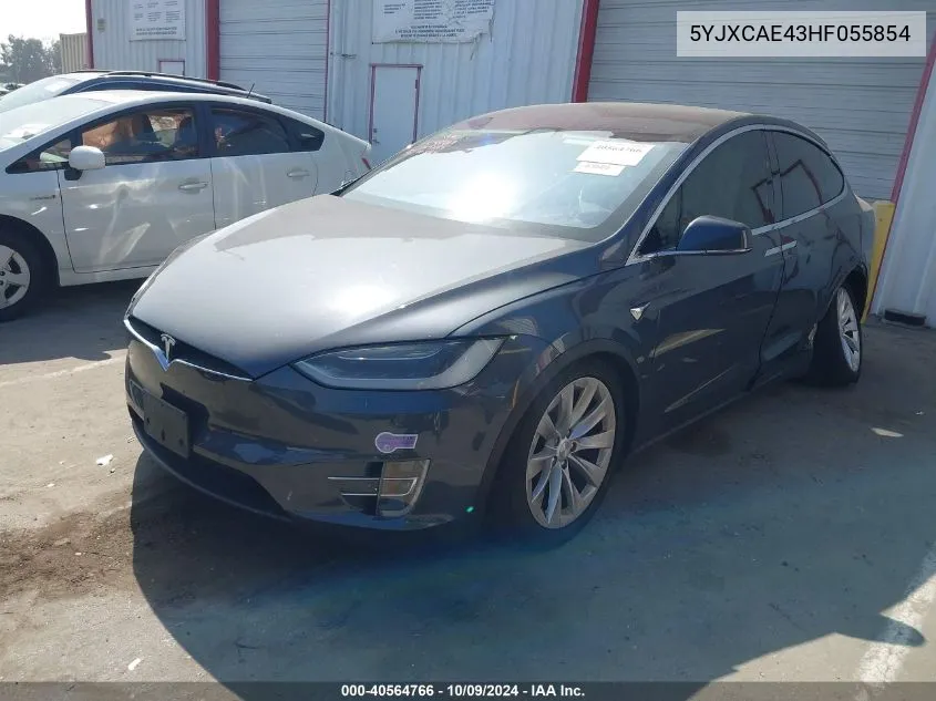 2017 Tesla Model X VIN: 5YJXCAE43HF055854 Lot: 40564766