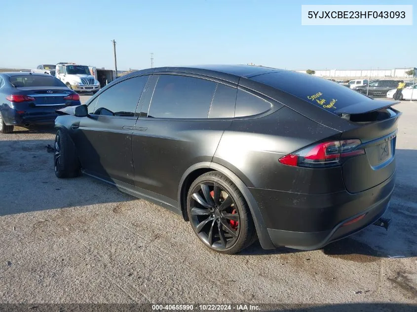 2017 Tesla Model X 100D/75D/90D VIN: 5YJXCBE23HF043093 Lot: 40655990