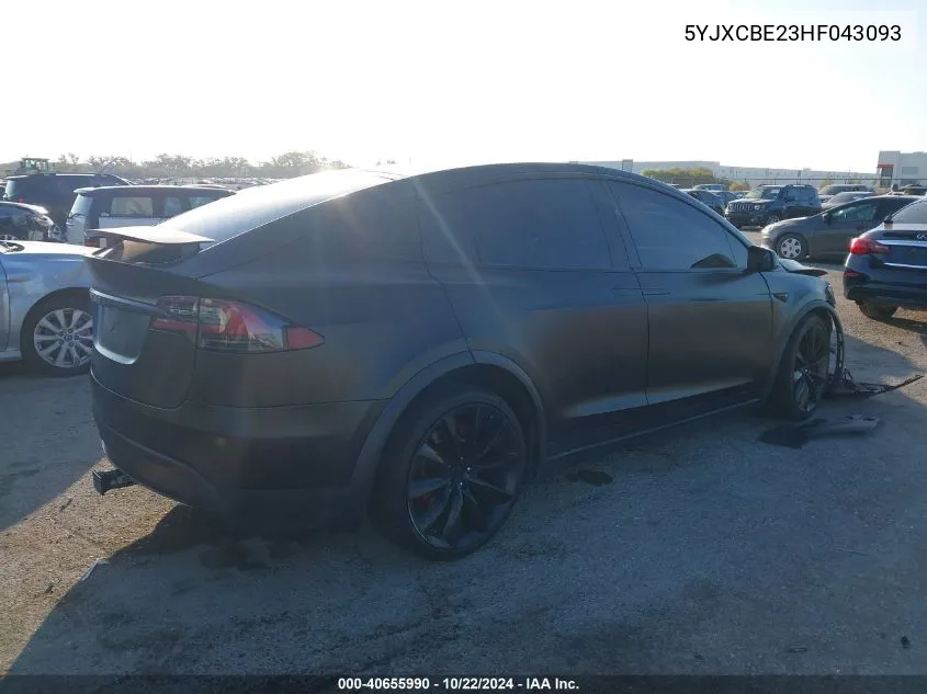 2017 Tesla Model X 100D/75D/90D VIN: 5YJXCBE23HF043093 Lot: 40655990