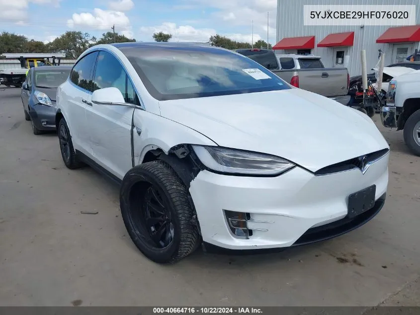 2017 Tesla Model X 100D/75D/90D VIN: 5YJXCBE29HF076020 Lot: 40664716