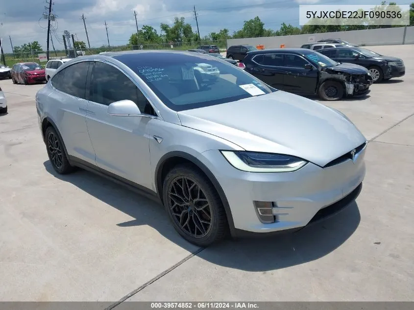 2018 Tesla Model X 100D/75D/P100D VIN: 5YJXCDE22JF090536 Lot: 39574852