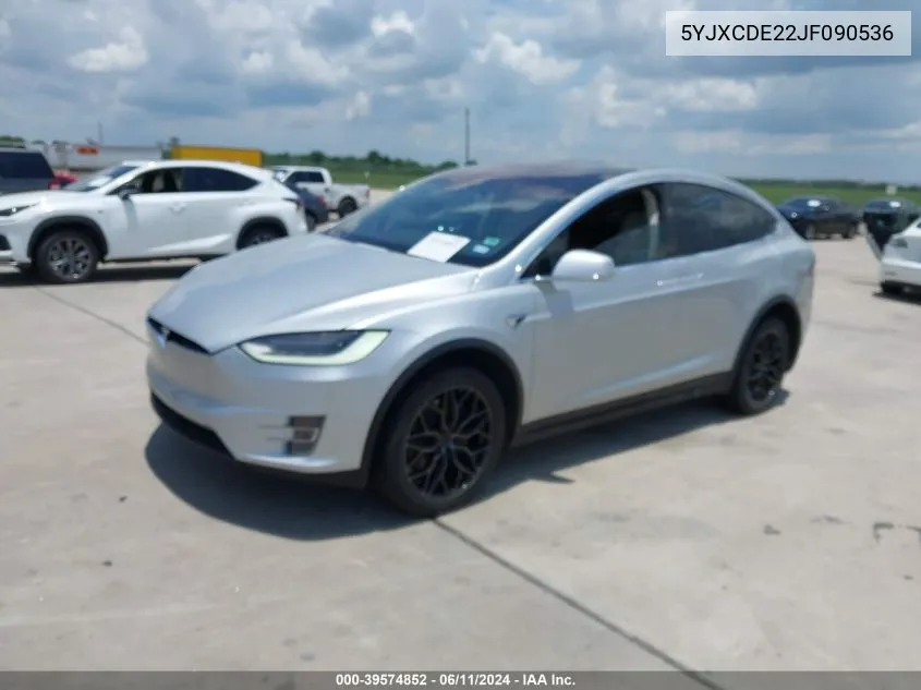 2018 Tesla Model X 100D/75D/P100D VIN: 5YJXCDE22JF090536 Lot: 39574852