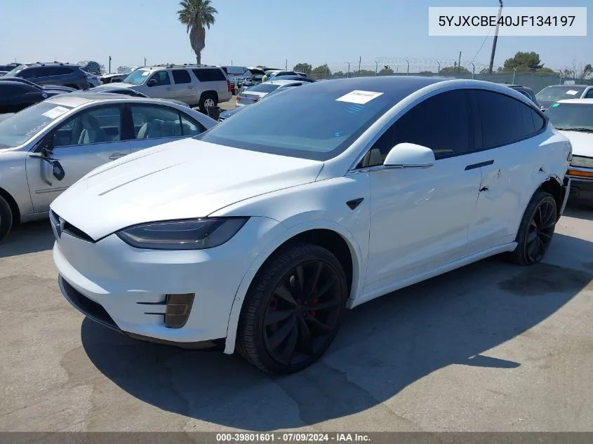 2018 Tesla Model X 100D/75D/P100D VIN: 5YJXCBE40JF134197 Lot: 39801601