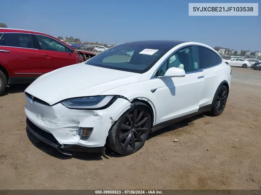 2018 Tesla Model X VIN: 5YJXCBE21JF103538 Lot: 39955523