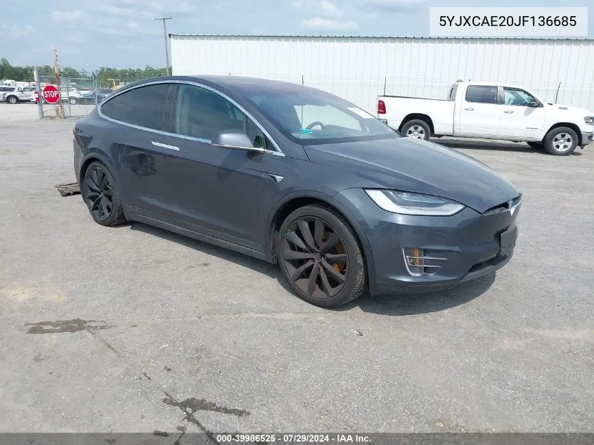 2018 Tesla Model X 100D/75D/P100D VIN: 5YJXCAE20JF136685 Lot: 39986525