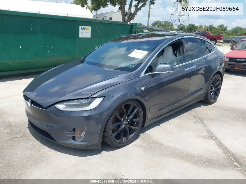 2018 Tesla Model X 100D/75D/P100D VIN: 5YJXCBE20JF089664 Lot: 40077658