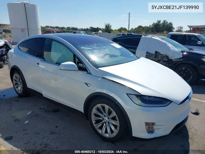 2018 Tesla Model X 100D/75D/P100D VIN: 5YJXCBE21JF139990 Lot: 40468212