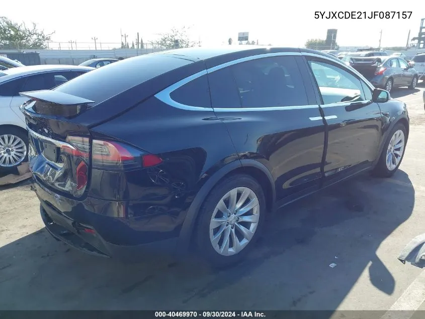 2018 Tesla Model X 100D/75D/P100D VIN: 5YJXCDE21JF087157 Lot: 40469970