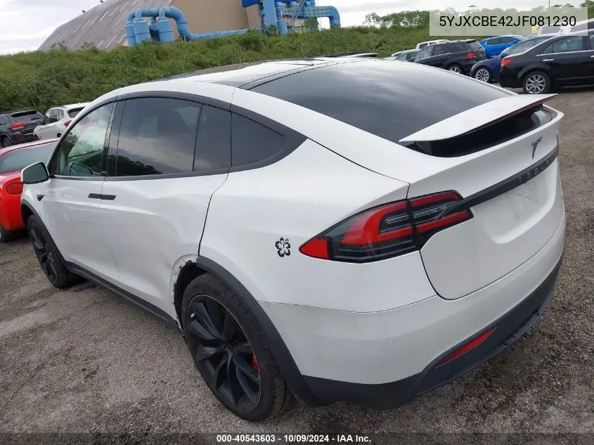 2018 Tesla Model X VIN: 5YJXCBE42JF081230 Lot: 40543603