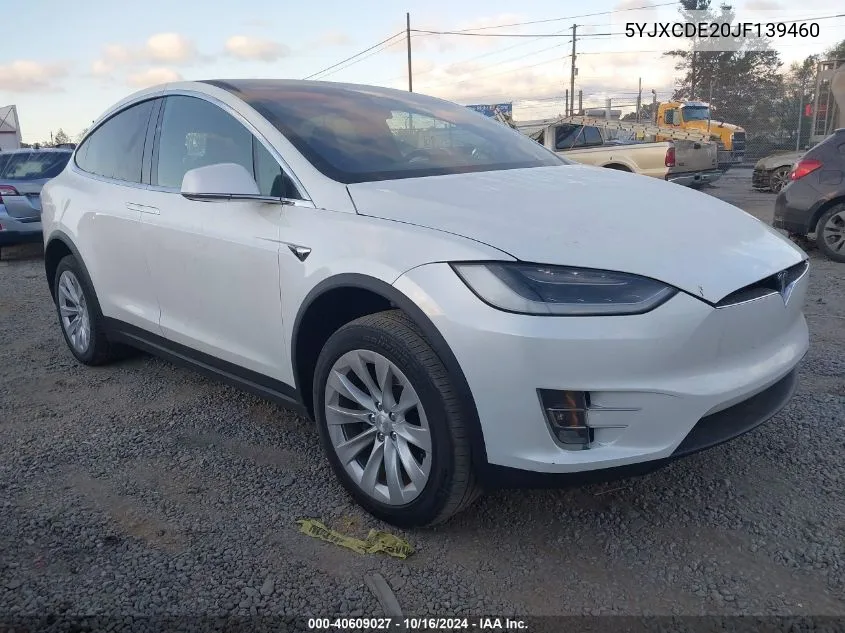 2018 Tesla Model X 100D/75D/P100D VIN: 5YJXCDE20JF139460 Lot: 40609027