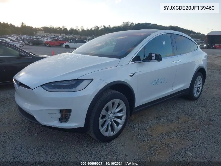 2018 Tesla Model X 100D/75D/P100D VIN: 5YJXCDE20JF139460 Lot: 40609027