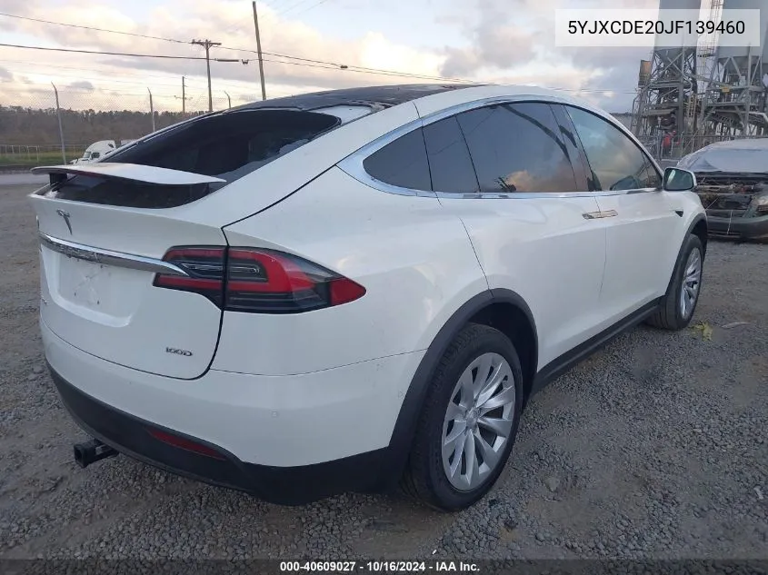 2018 Tesla Model X 100D/75D/P100D VIN: 5YJXCDE20JF139460 Lot: 40609027