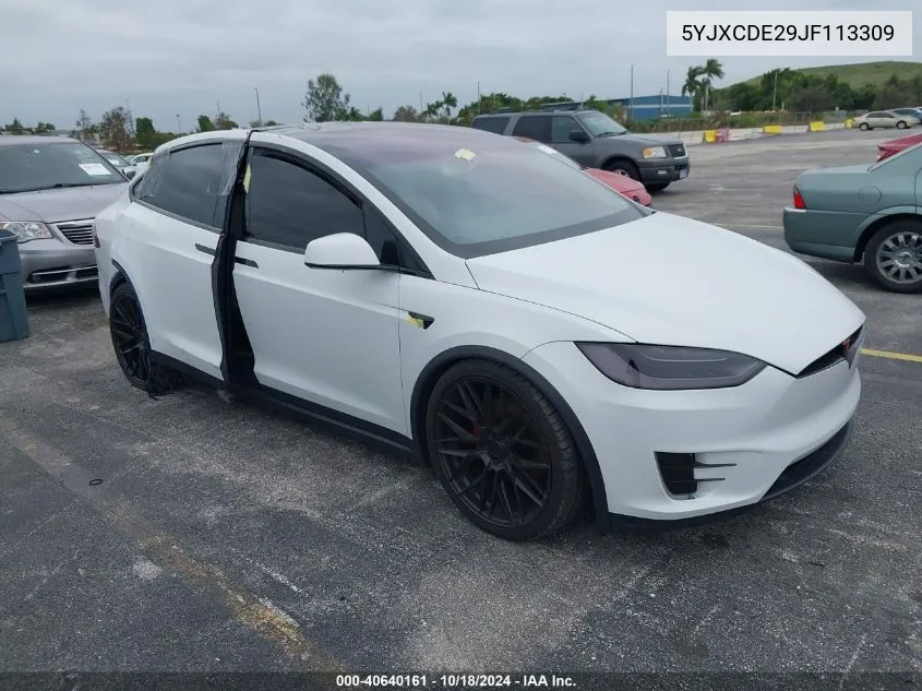 2018 Tesla Model X 100D/75D/P100D VIN: 5YJXCDE29JF113309 Lot: 40640161