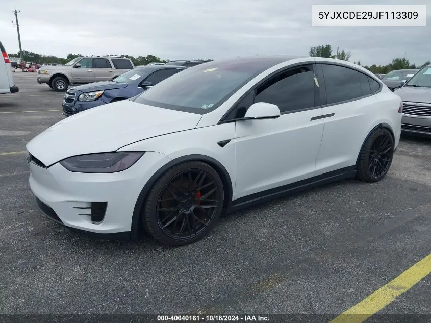 2018 Tesla Model X 100D/75D/P100D VIN: 5YJXCDE29JF113309 Lot: 40640161