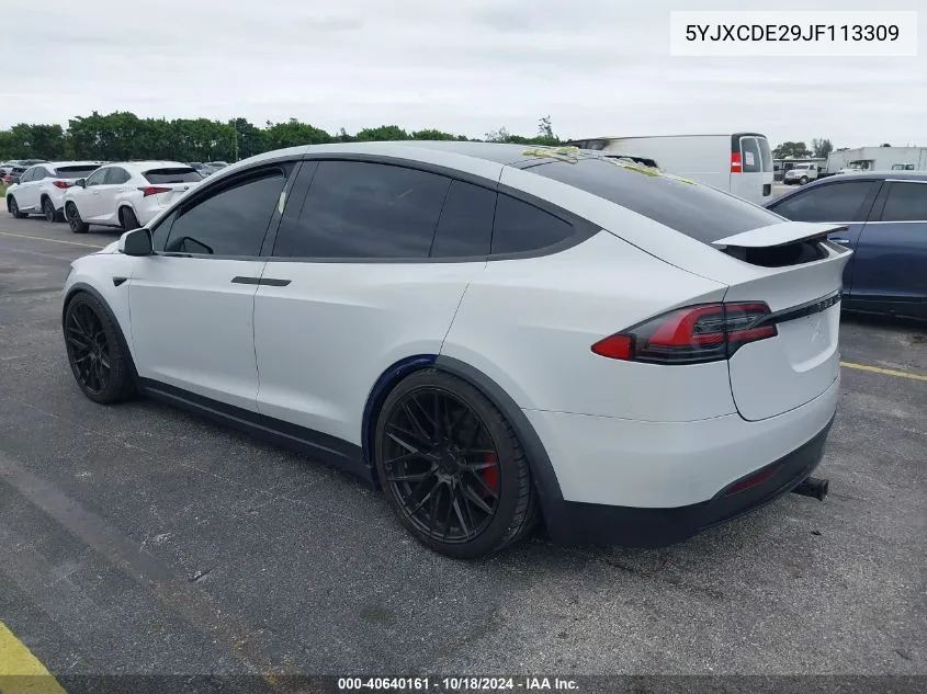 2018 Tesla Model X 100D/75D/P100D VIN: 5YJXCDE29JF113309 Lot: 40640161