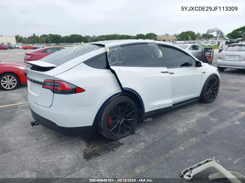 2018 Tesla Model X 100D/75D/P100D VIN: 5YJXCDE29JF113309 Lot: 40640161