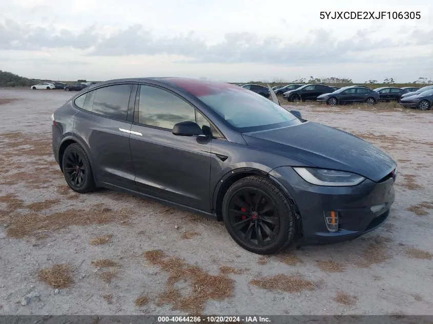 2018 Tesla Model X 100D/75D/P100D VIN: 5YJXCDE2XJF106305 Lot: 40910364