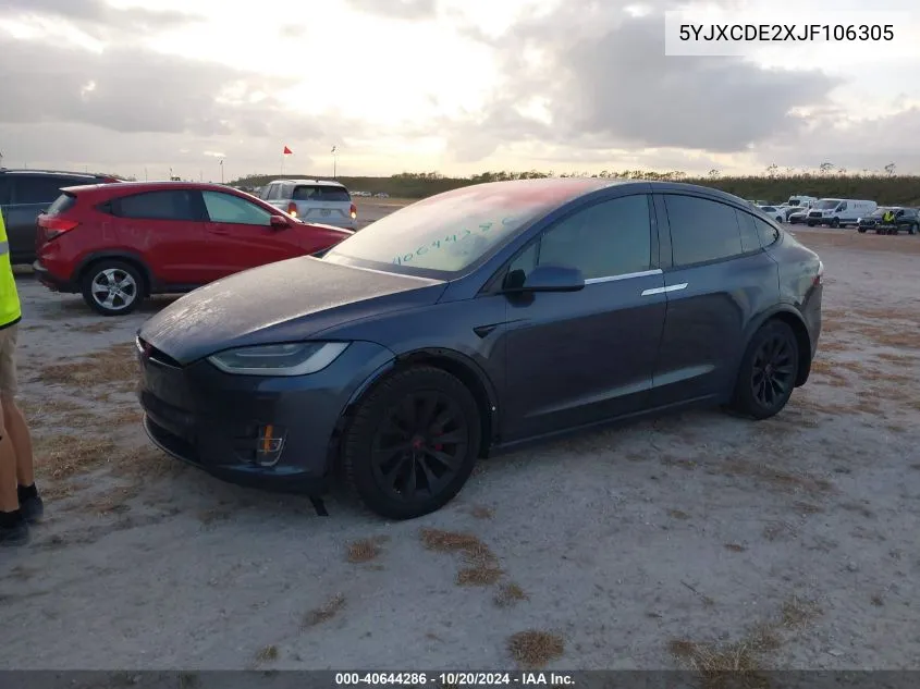 2018 Tesla Model X 100D/75D/P100D VIN: 5YJXCDE2XJF106305 Lot: 40910364