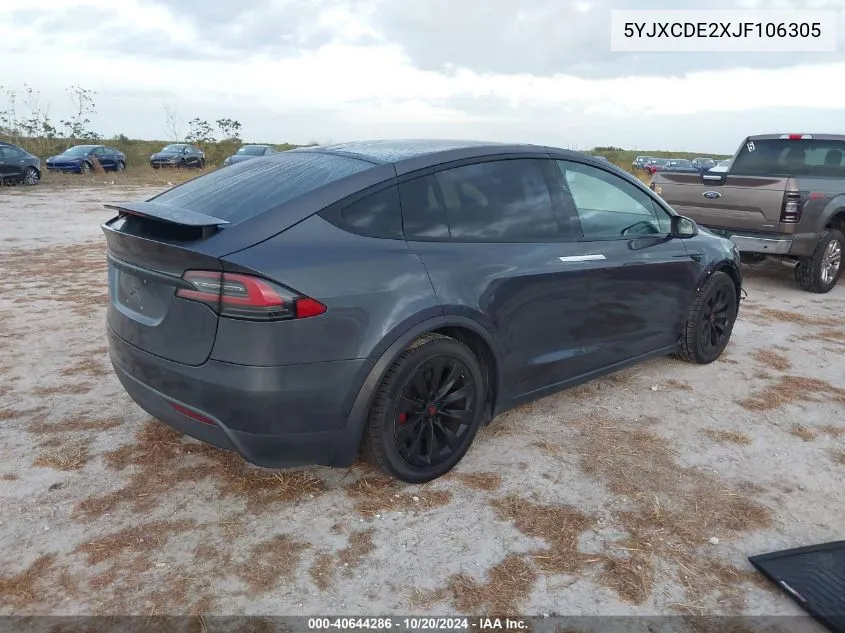 2018 Tesla Model X 100D/75D/P100D VIN: 5YJXCDE2XJF106305 Lot: 40910364