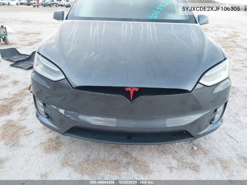 2018 Tesla Model X 100D/75D/P100D VIN: 5YJXCDE2XJF106305 Lot: 40910364