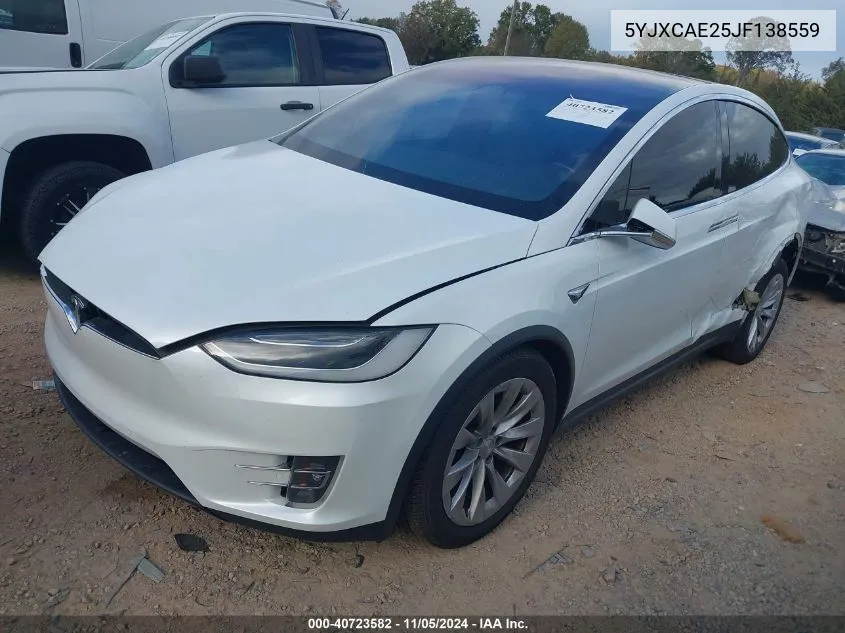 2018 Tesla Model X 100D/75D/P100D VIN: 5YJXCAE25JF138559 Lot: 40723582