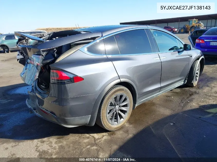 2018 Tesla Model X 100D/75D/P100D VIN: 5YJXCAE27JF138143 Lot: 40767414