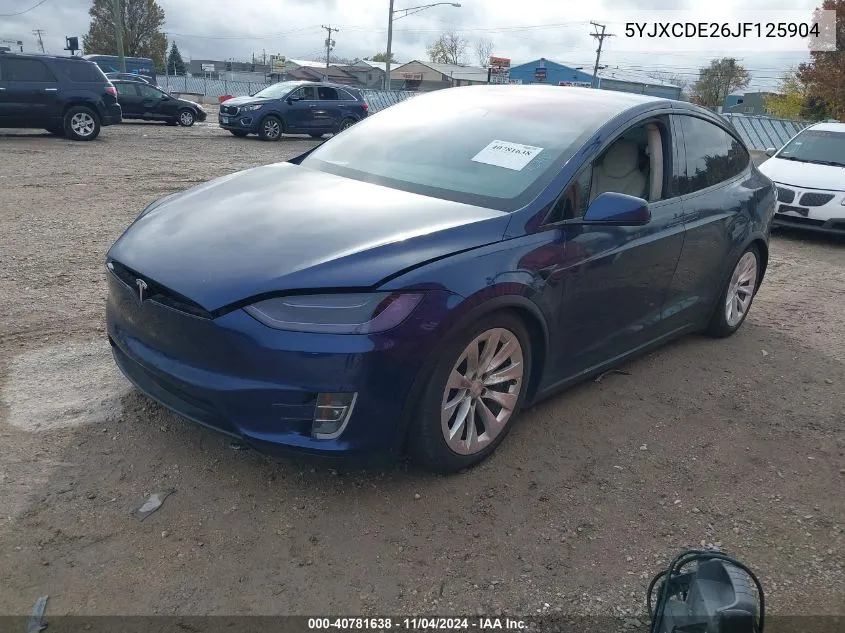 2018 Tesla Model X 100D/75D/P100D VIN: 5YJXCDE26JF125904 Lot: 40781638