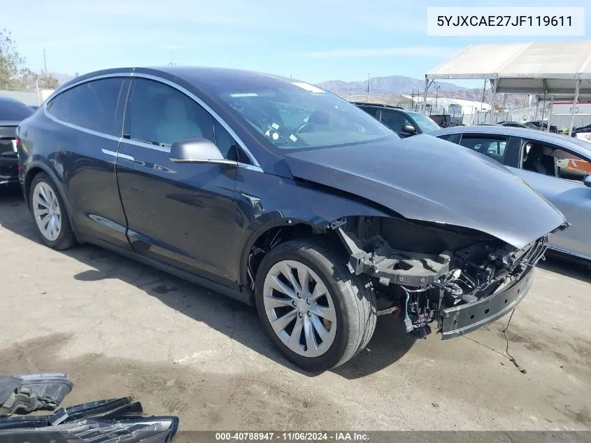 2018 Tesla Model X 100D/75D/P100D VIN: 5YJXCAE27JF119611 Lot: 40788947