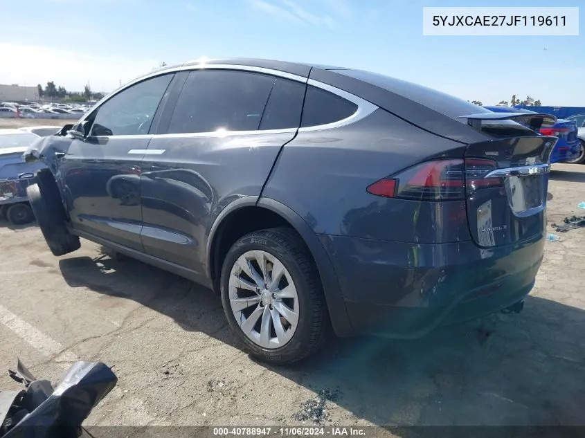 2018 Tesla Model X 100D/75D/P100D VIN: 5YJXCAE27JF119611 Lot: 40788947