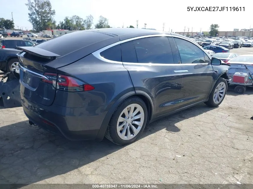 2018 Tesla Model X 100D/75D/P100D VIN: 5YJXCAE27JF119611 Lot: 40788947