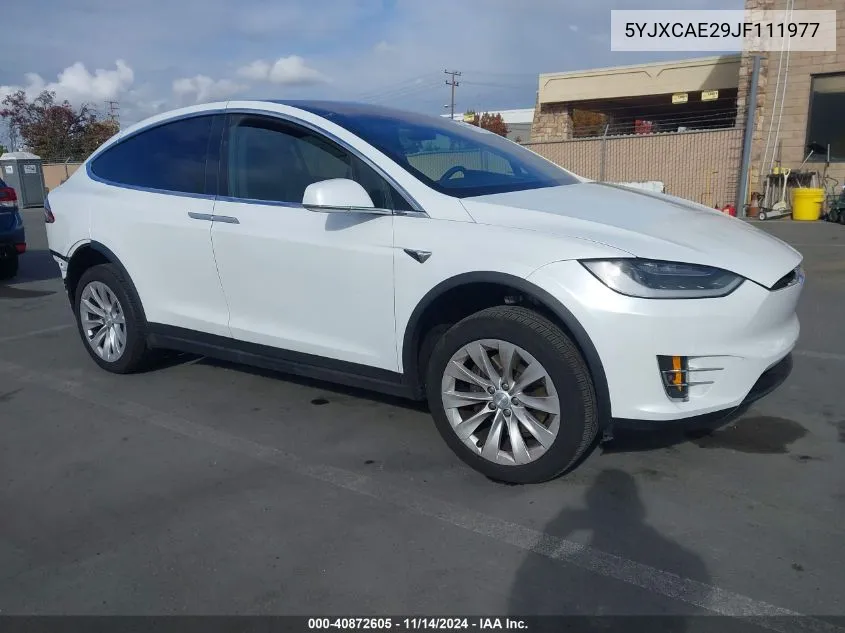 2018 Tesla Model X 100D/75D/P100D VIN: 5YJXCAE29JF111977 Lot: 40872605