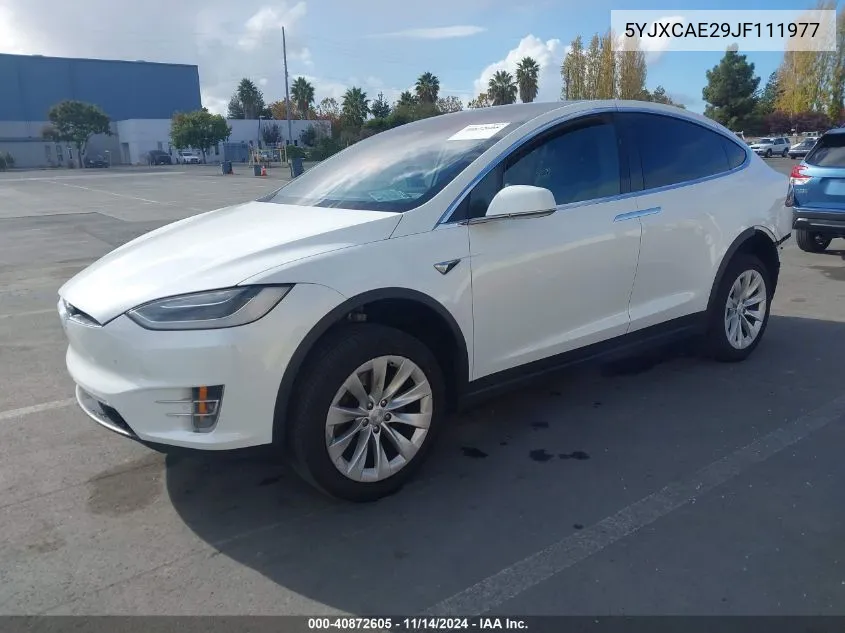 2018 Tesla Model X 100D/75D/P100D VIN: 5YJXCAE29JF111977 Lot: 40872605