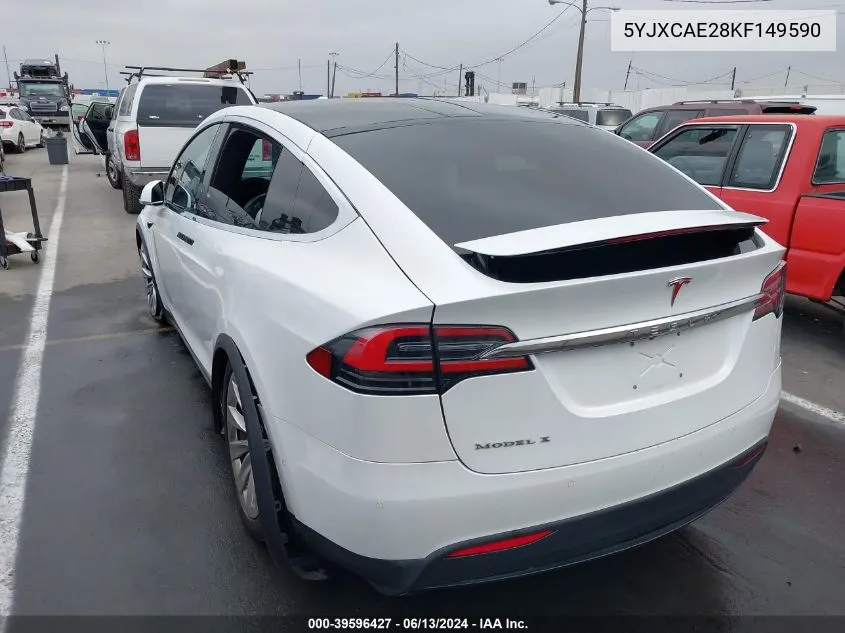 2019 Tesla Model X 100D/75D/Long Range VIN: 5YJXCAE28KF149590 Lot: 39596427