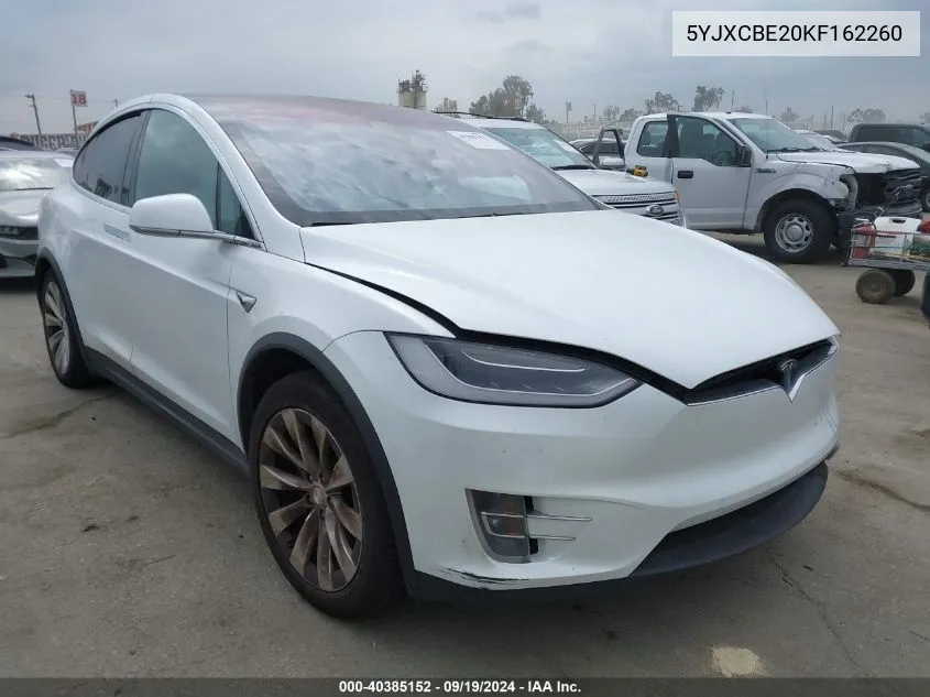 2019 Tesla Model X 100D/75D/Long Range VIN: 5YJXCBE20KF162260 Lot: 40385152