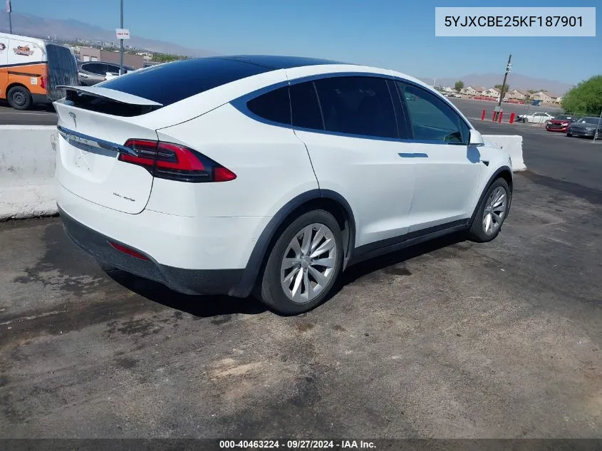 2019 Tesla Model X 100D/75D/Long Range VIN: 5YJXCBE25KF187901 Lot: 40463224