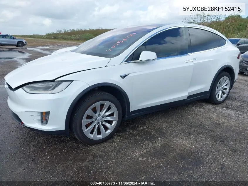 2019 Tesla Model X 100D/75D/Long Range VIN: 5YJXCBE28KF152415 Lot: 40756773