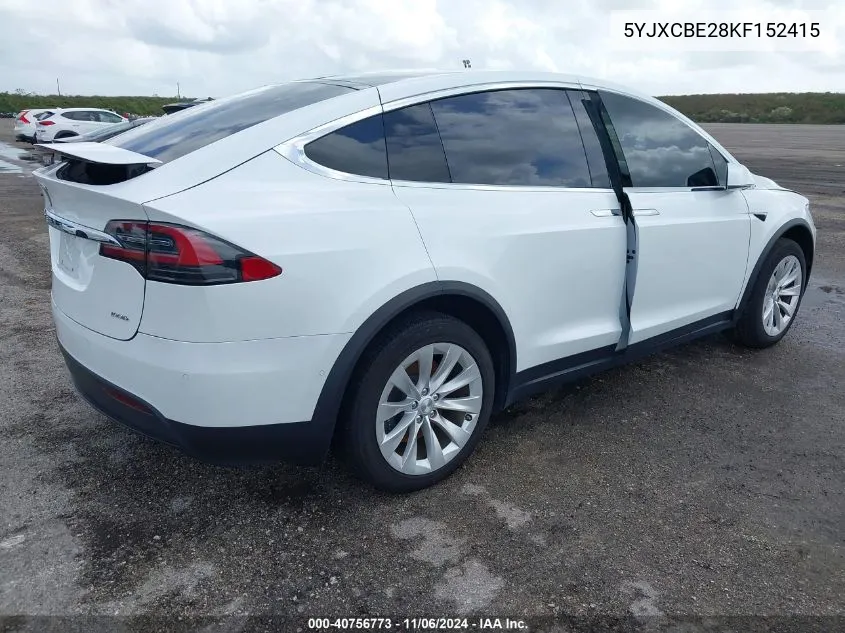 2019 Tesla Model X 100D/75D/Long Range VIN: 5YJXCBE28KF152415 Lot: 40756773