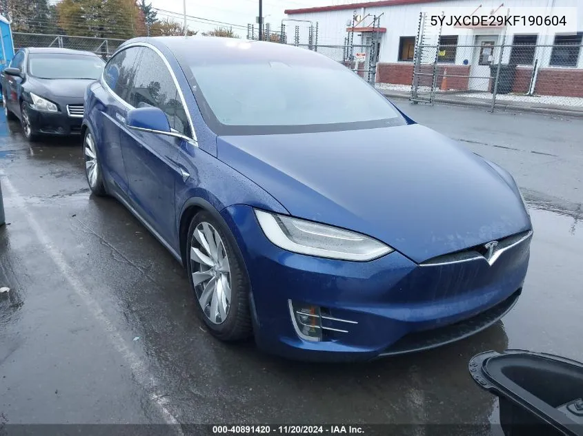 2019 Tesla Model X VIN: 5YJXCDE29KF190604 Lot: 40891420