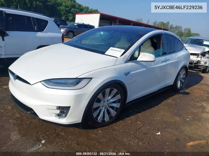 2020 Tesla Model X Performance Dual Motor All-Wheel Drive VIN: 5YJXCBE46LF229236 Lot: 39393132