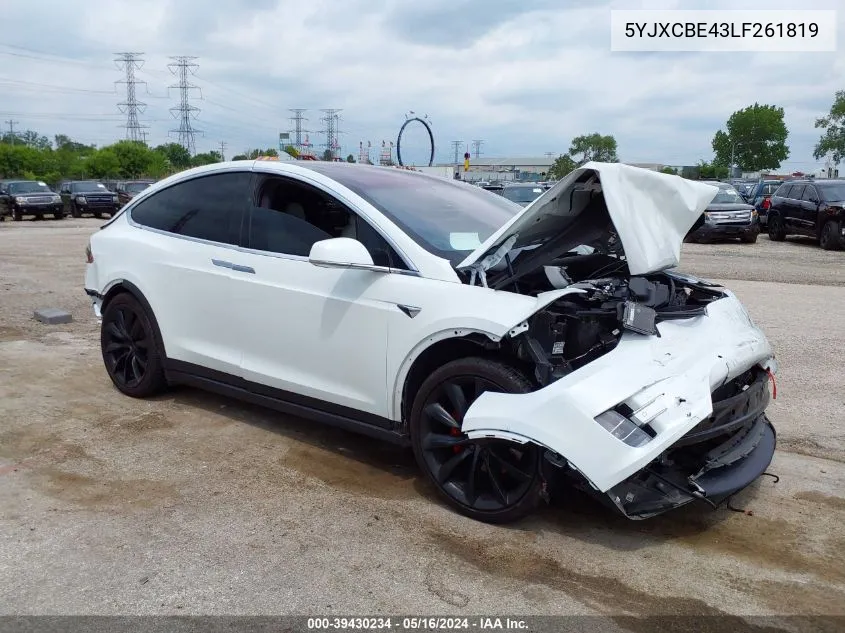 2020 Tesla Model X Performance Dual Motor All-Wheel Drive VIN: 5YJXCBE43LF261819 Lot: 39430234