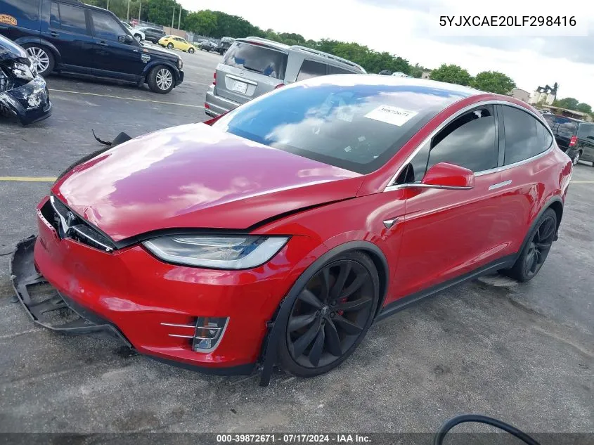 2020 Tesla Model X Long Range Dual Motor All-Wheel Drive/Long Range Plus Dual Motor All-Wheel Drive VIN: 5YJXCAE20LF298416 Lot: 39872671