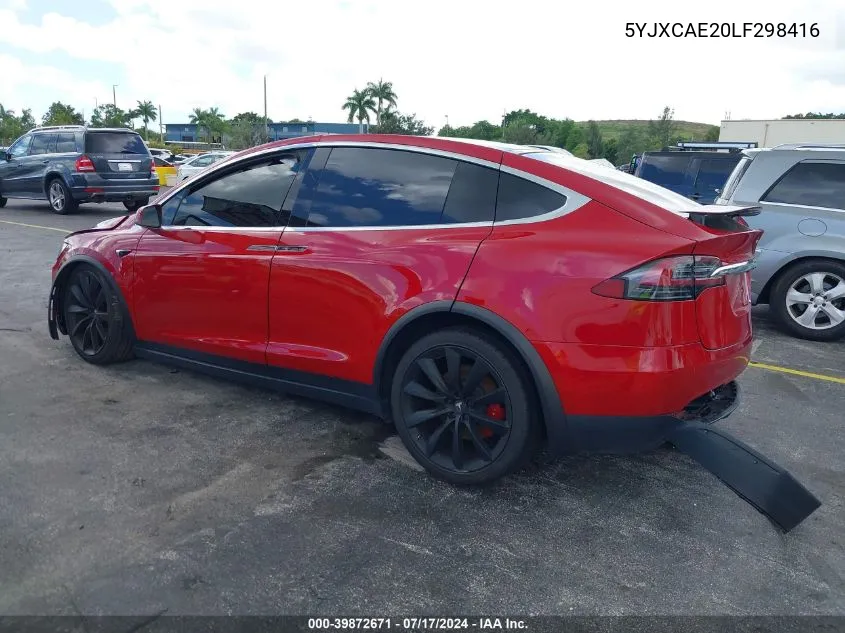 2020 Tesla Model X Long Range Dual Motor All-Wheel Drive/Long Range Plus Dual Motor All-Wheel Drive VIN: 5YJXCAE20LF298416 Lot: 39872671