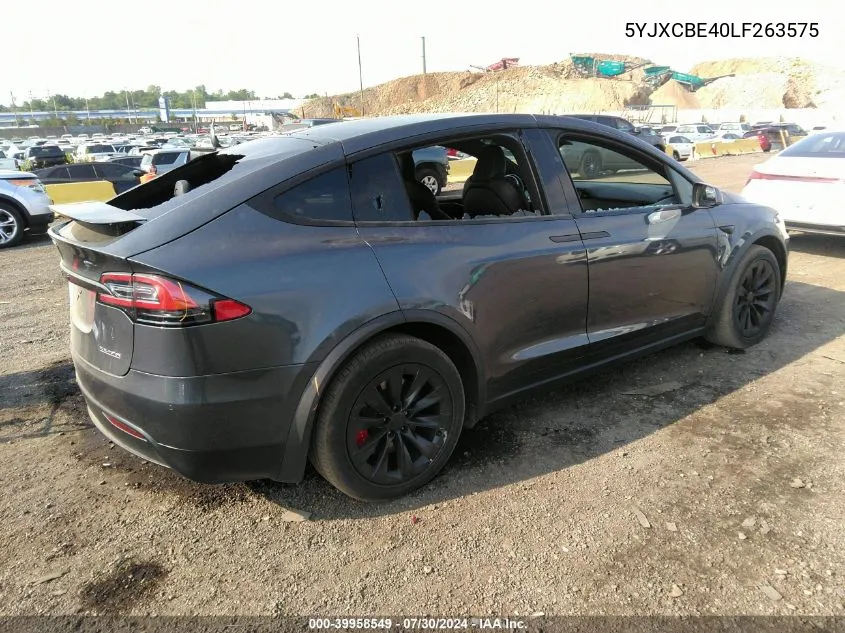 2020 Tesla Model X Performance Dual Motor All-Wheel Drive VIN: 5YJXCBE40LF263575 Lot: 39958549