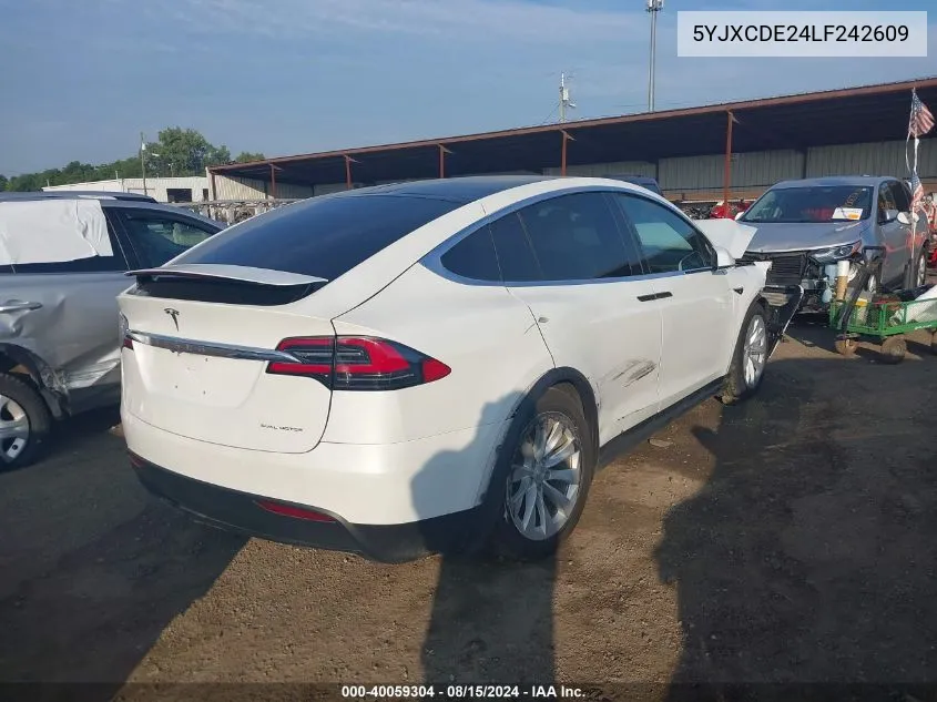 2020 Tesla Model X Long Range Dual Motor All-Wheel Drive/Long Range Plus Dual Motor All-Wheel Drive VIN: 5YJXCDE24LF242609 Lot: 40059304