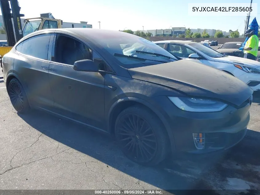 2020 Tesla Model X Performance Dual Motor All-Wheel Drive VIN: 5YJXCAE42LF285605 Lot: 40250006