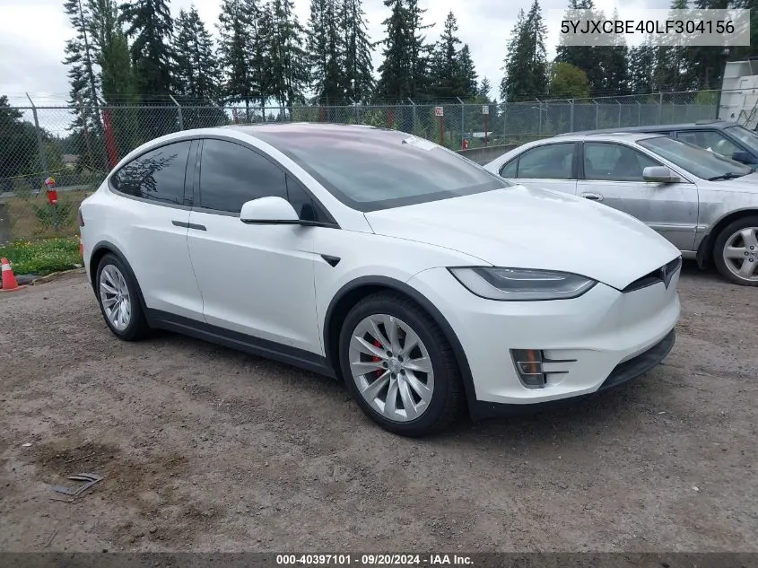 2020 Tesla Model X Performance Dual Motor All-Wheel Drive VIN: 5YJXCBE40LF304156 Lot: 40397101